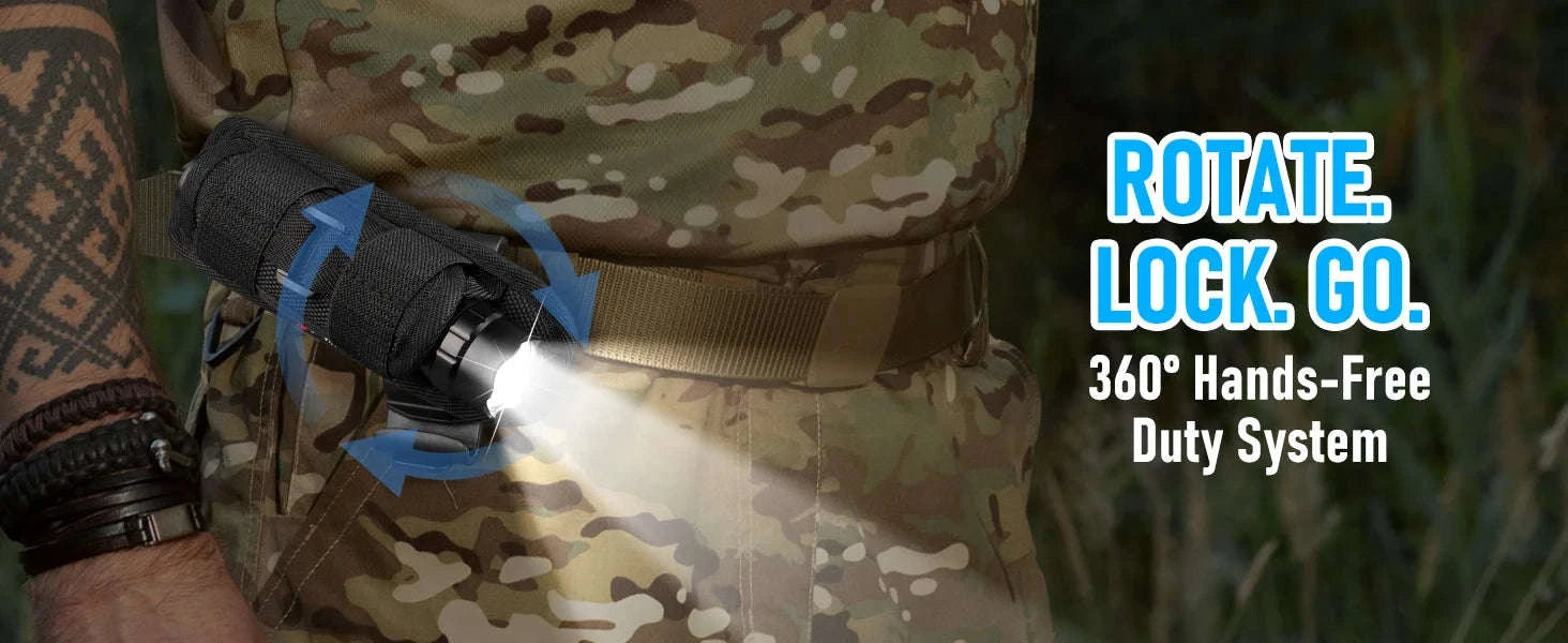1200LM Tactical LED Flashlight with Holster, Rechargeable Battery Kit-PACKAGE B