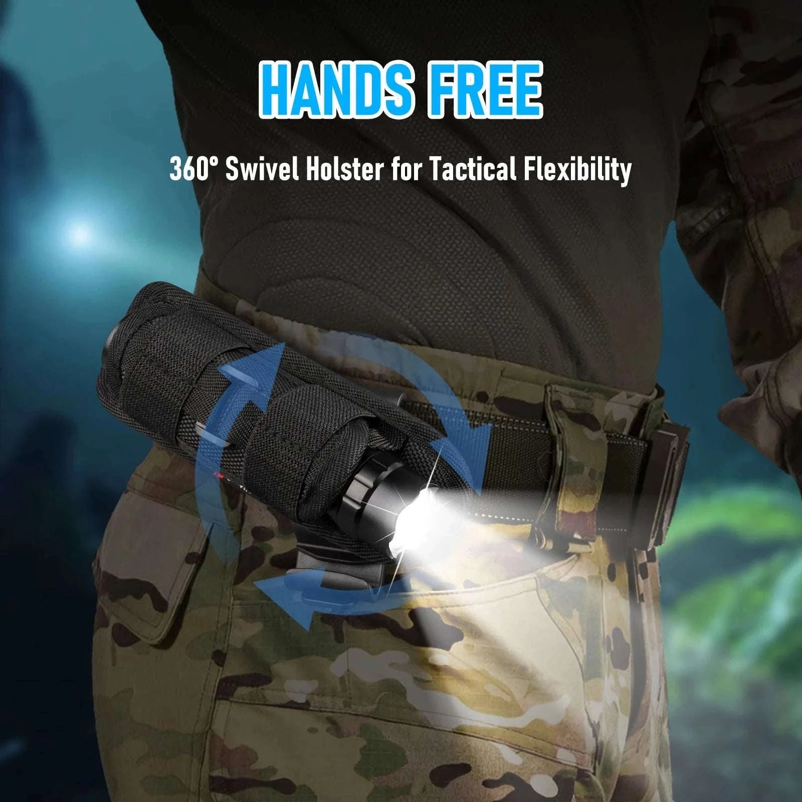 1200LM Tactical LED Flashlight with Holster, Rechargeable Battery Kit-PACKAGE B