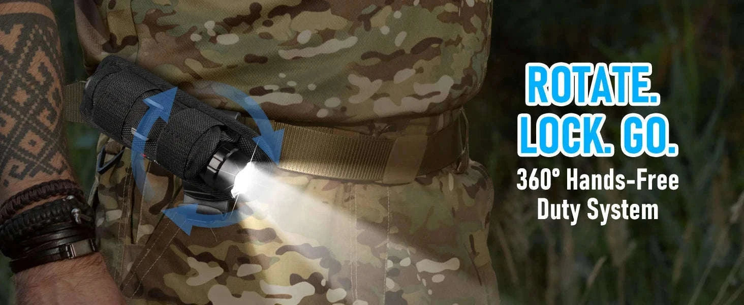 1200LM Tactical LED Flashlight with Holster, Rechargeable Battery Kit-PACKAGE B