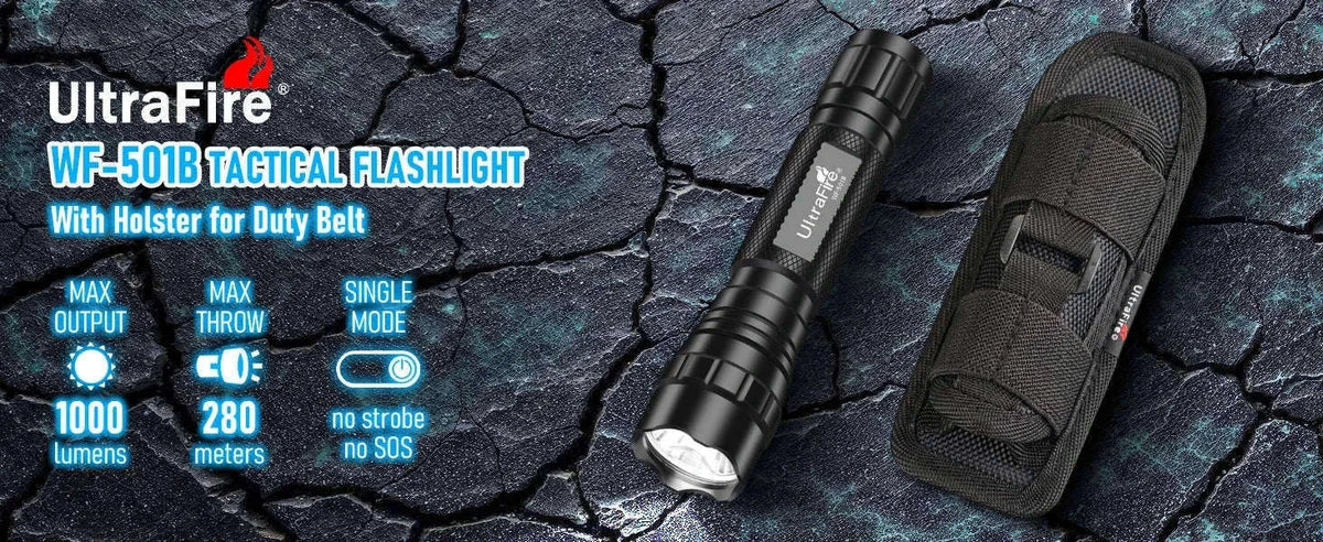 1200LM Tactical LED Flashlight with Holster, Rechargeable Battery Kit-PACKAGE B