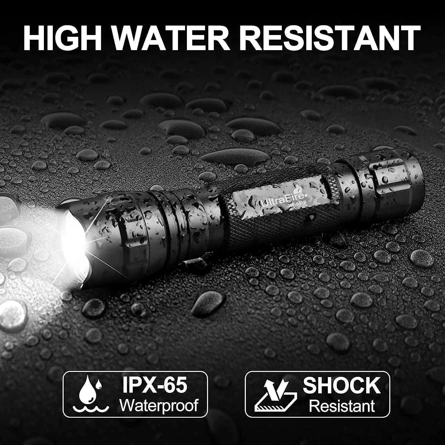 1200LM Tactical LED Flashlight with Holster, Rechargeable Battery Kit-PACKAGE B