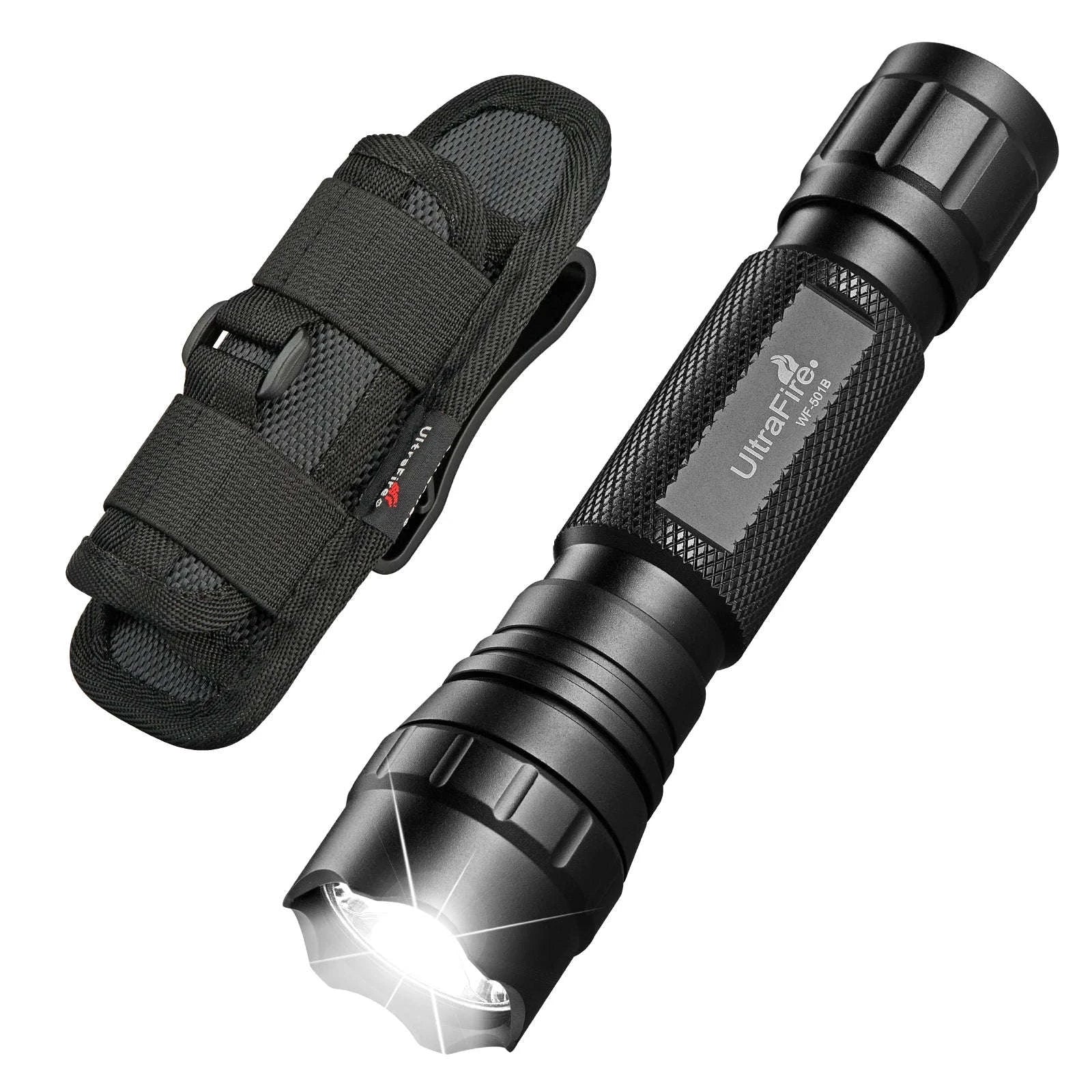 1200LM Tactical LED Flashlight with Holster, Rechargeable Battery Kit-PACKAGE B