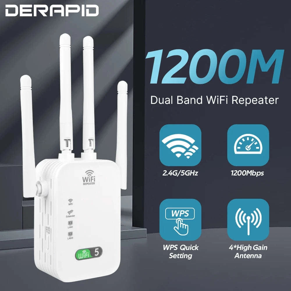 1200Mbps Dual Band WiFi Repeater Signal Extender-EU Plug