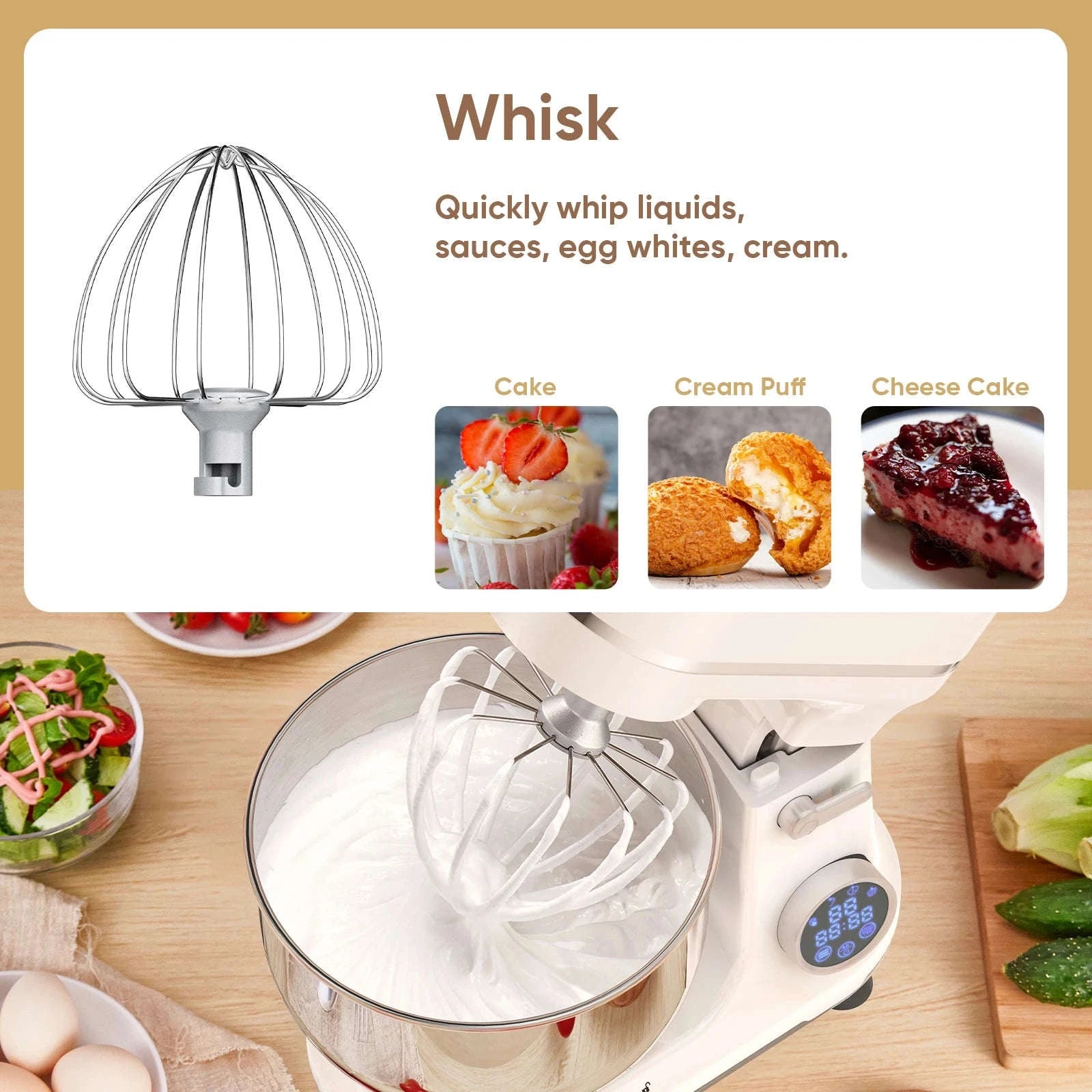 1200W 11-Speed Stand Mixer with 5L Bowl-BM602E WHITE / EU / france