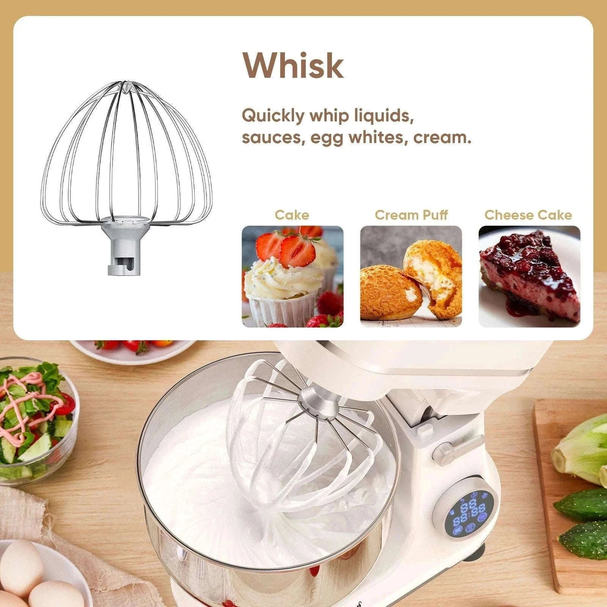 1200W 11-Speed Stand Mixer with 5L Bowl-BM602E WHITE / EU / france