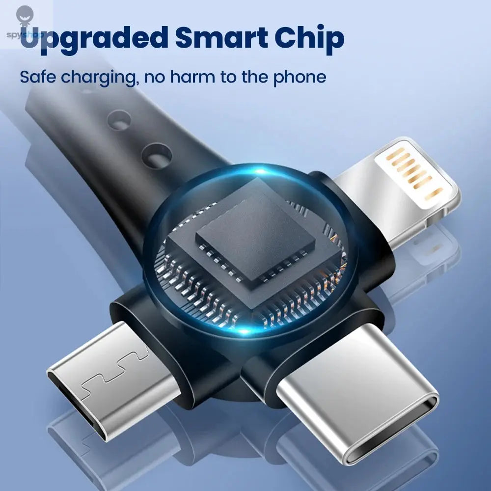 120W 3-in-1 Mobile phone fast charging data cable For iPhone Huawei Xiaomi Super fast charging spring retractable data cable Spy-shop.com