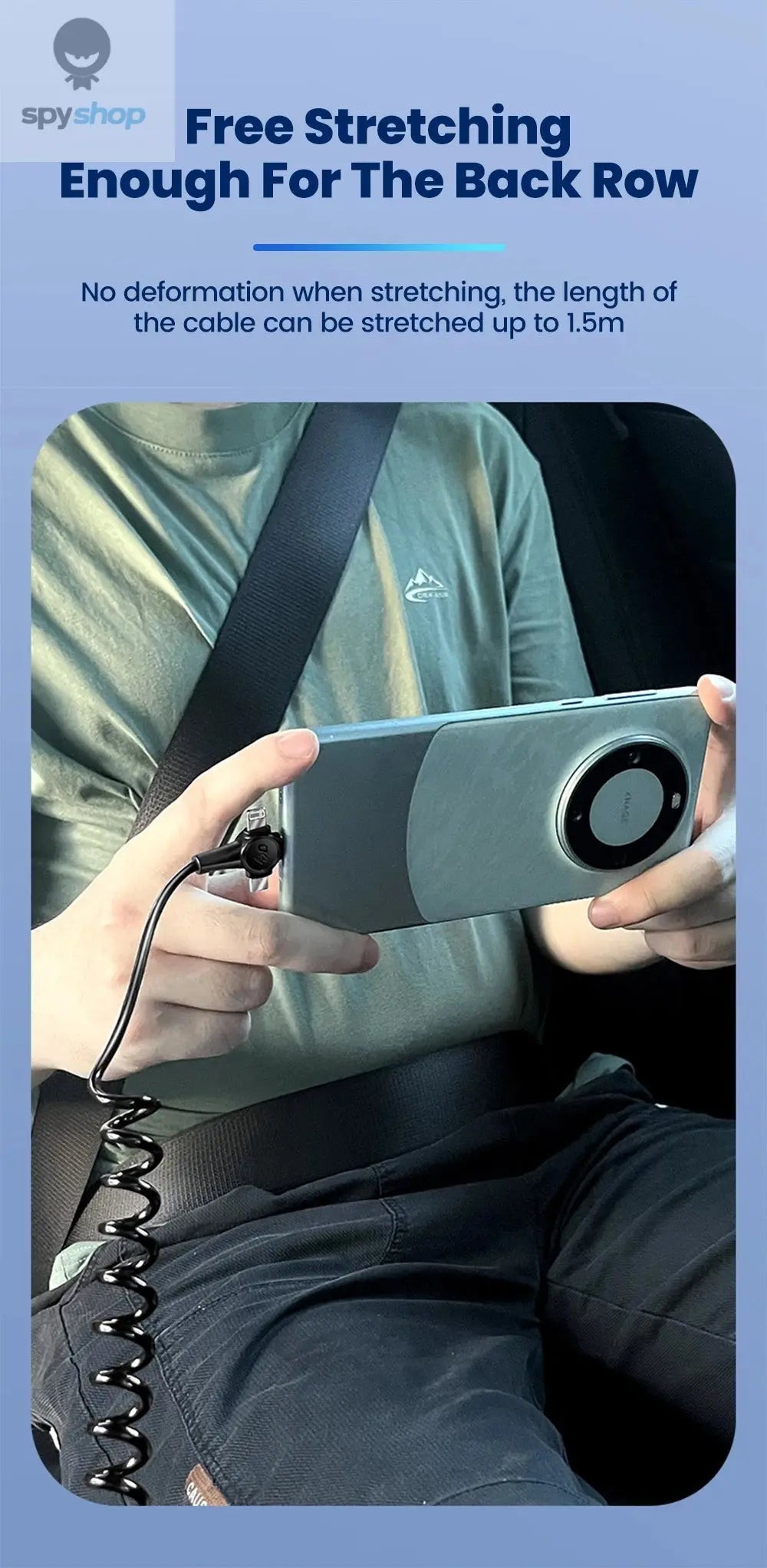 120W 3-in-1 Mobile phone fast charging data cable For iPhone Huawei Xiaomi Super fast charging spring retractable data cable Spy-shop.com