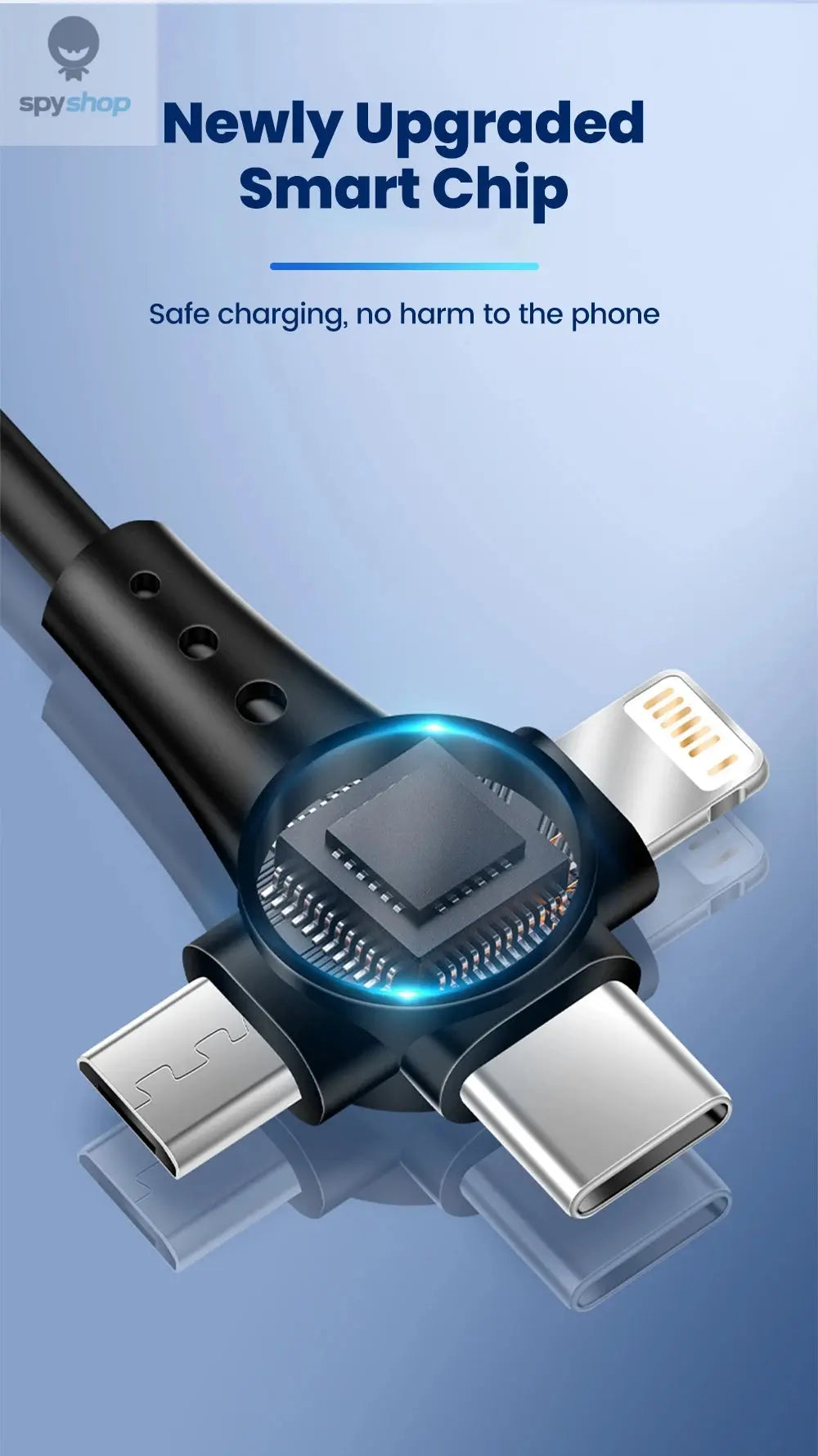120W 3-in-1 Mobile phone fast charging data cable For iPhone Huawei Xiaomi Super fast charging spring retractable data cable Spy-shop.com