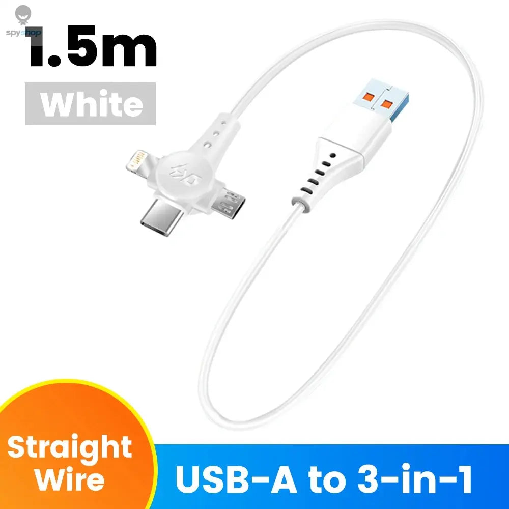 120W 3-in-1 Mobile phone fast charging data cable For iPhone Huawei Xiaomi Super fast charging spring retractable data cable Spy-shop.com