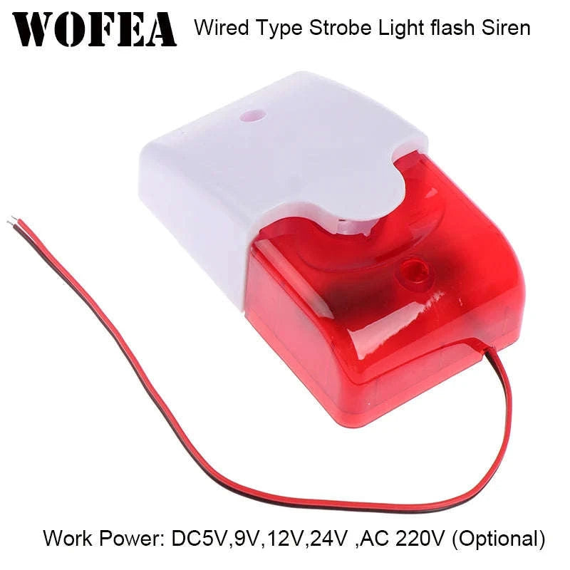 120dB Wired Strobe Siren for Home & Business-DC 5V -12V