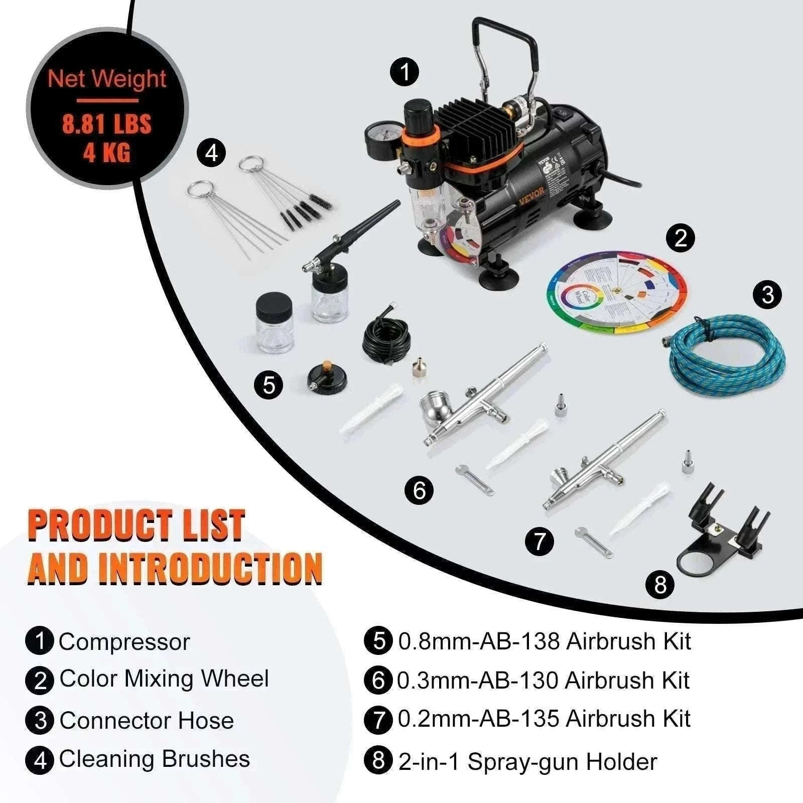 120W Dual-Action Airbrush Kit with Compressor for Art, Nails & DIY-spain