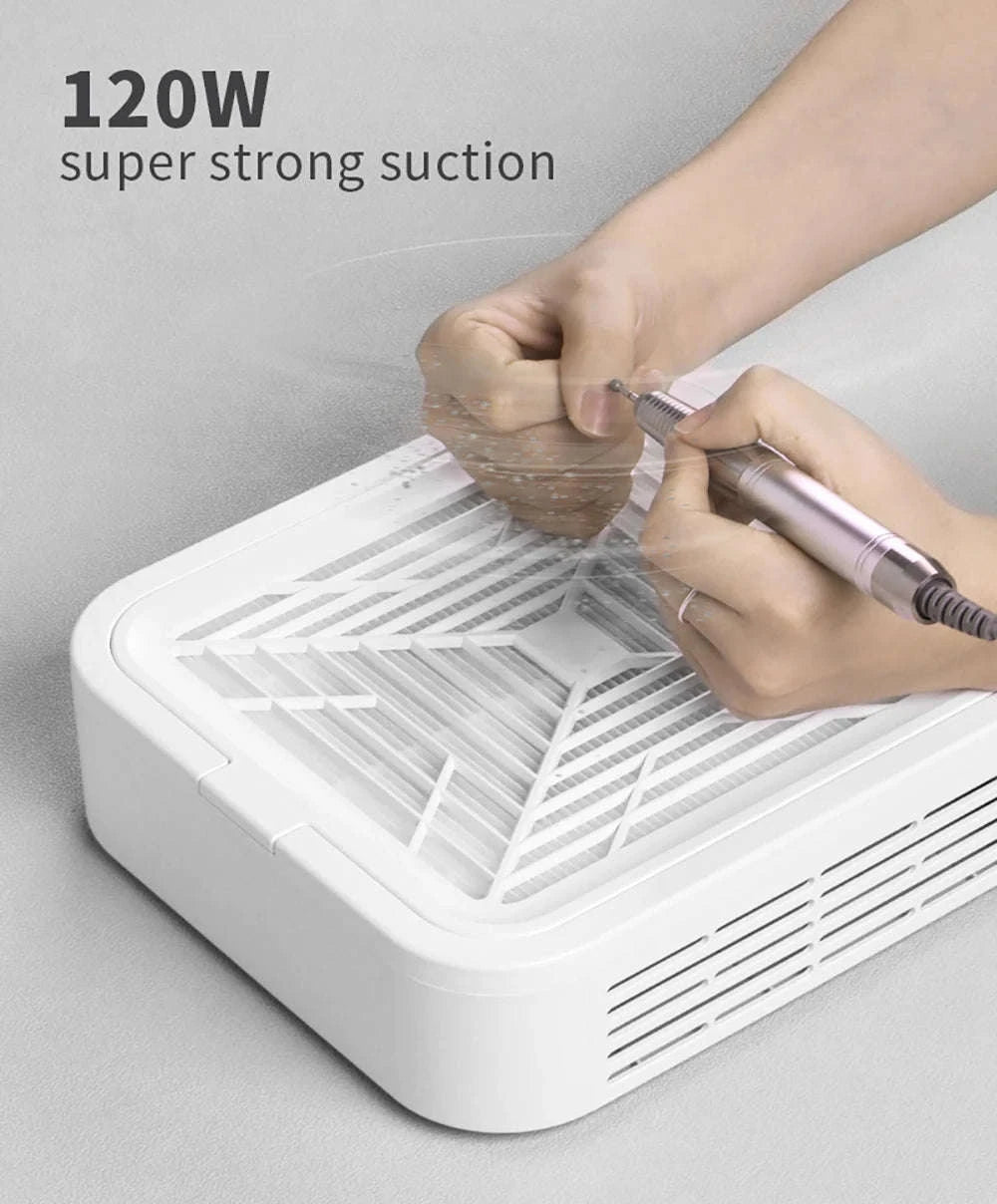 120W Nail Dust Collector with Adjustable Speed & Reusable Filter-FR-White / EU / france