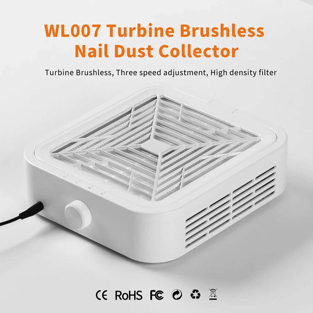 120W Nail Dust Collector with Adjustable Speed & Reusable Filter-FR-White / EU / france