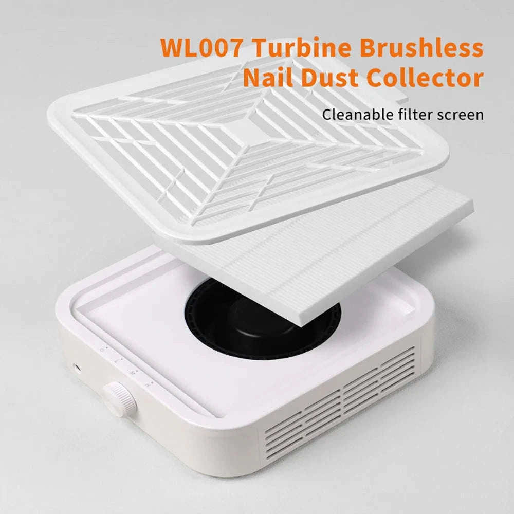 120W Nail Dust Collector with Adjustable Speed & Reusable Filter-FR-White / EU / france