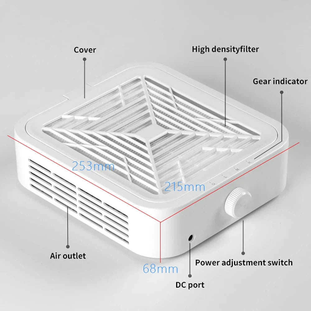 120W Nail Dust Collector with Adjustable Speed & Reusable Filter-FR-White / EU / france