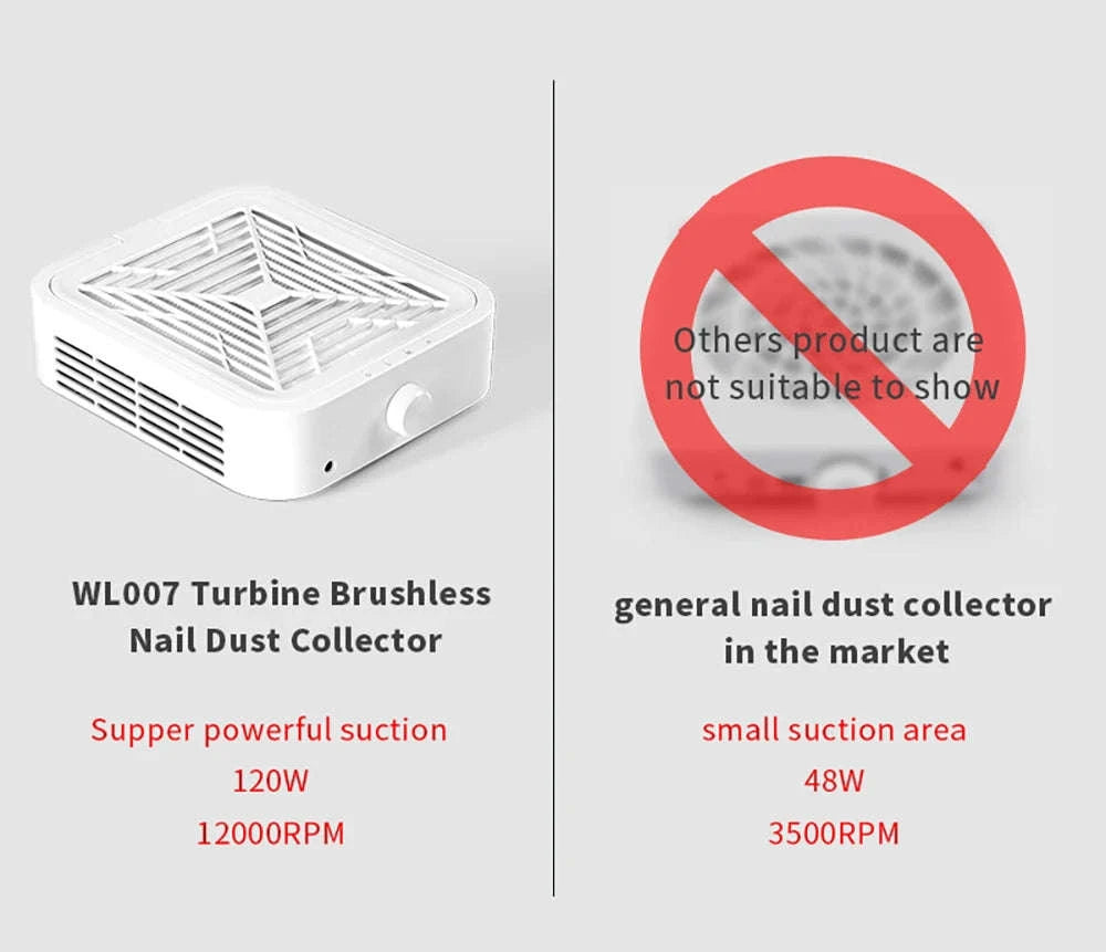 120W Nail Dust Collector with Adjustable Speed & Reusable Filter-FR-White / EU / france