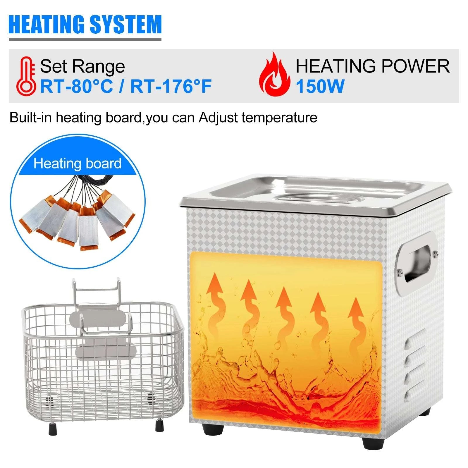 120W Ultrasonic Cleaner 1.3L with Heat & Timer for Jewelry Glasses-1.3L 60W / US