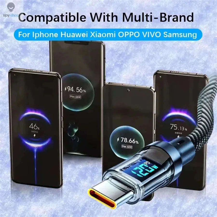 120W USB-C Fast Charging Cable with LED Display-120W USB A cable / 1m