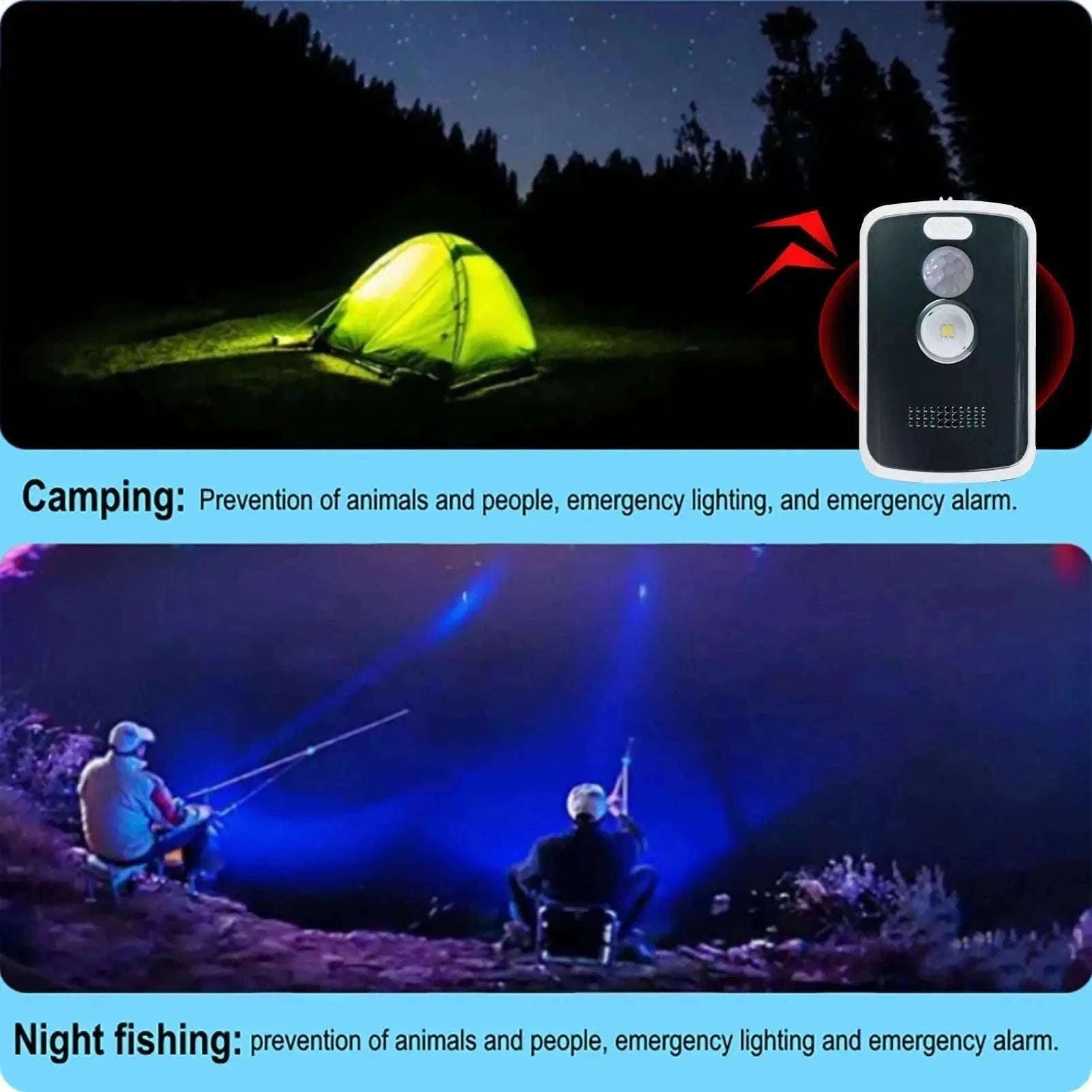 125dB Motion Sensor Alarm with Light Modes for Outdoor Security-As shown