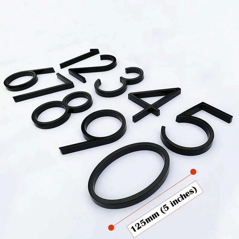 125mm Black Outdoor House Number Sign-9