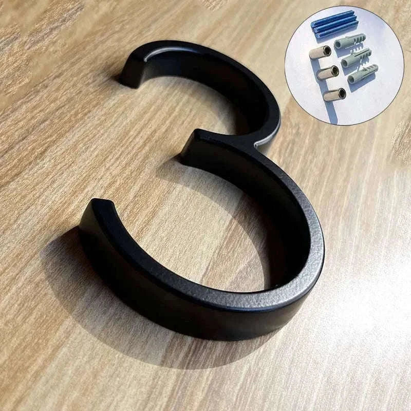 125mm Black Outdoor House Number Sign in Zinc Alloy-9