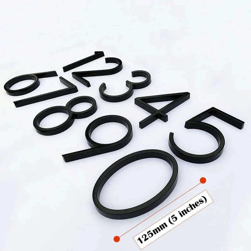 125mm Black Outdoor House Number Sign in Zinc Alloy-9