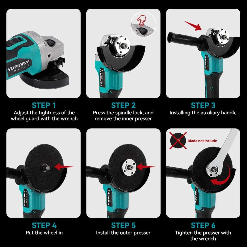 125mm Brushless Angle Grinder – Cordless Cutting & Polishing Power Tool-Without Battery / UNITED KINGDOM