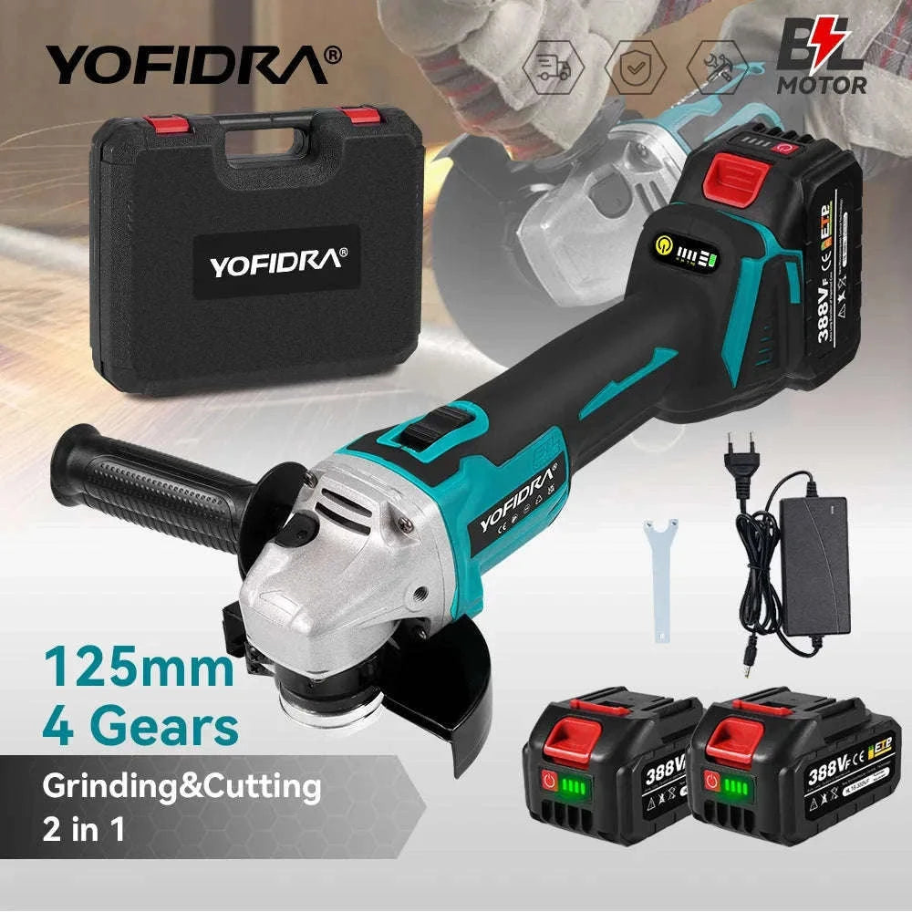 125mm Brushless Cordless Angle Grinder for Cutting and Polishing-1 Battery set / UNITED KINGDOM