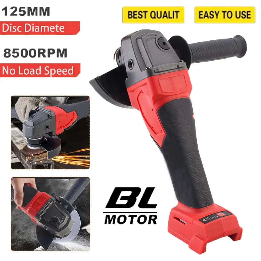 125mm Brushless Electric Angle Grinder 3 Gears Cordless Grinder Cutting Machine Power Tool For Milwaukee 18V Battery Pin-No Battery No Plug / Germany