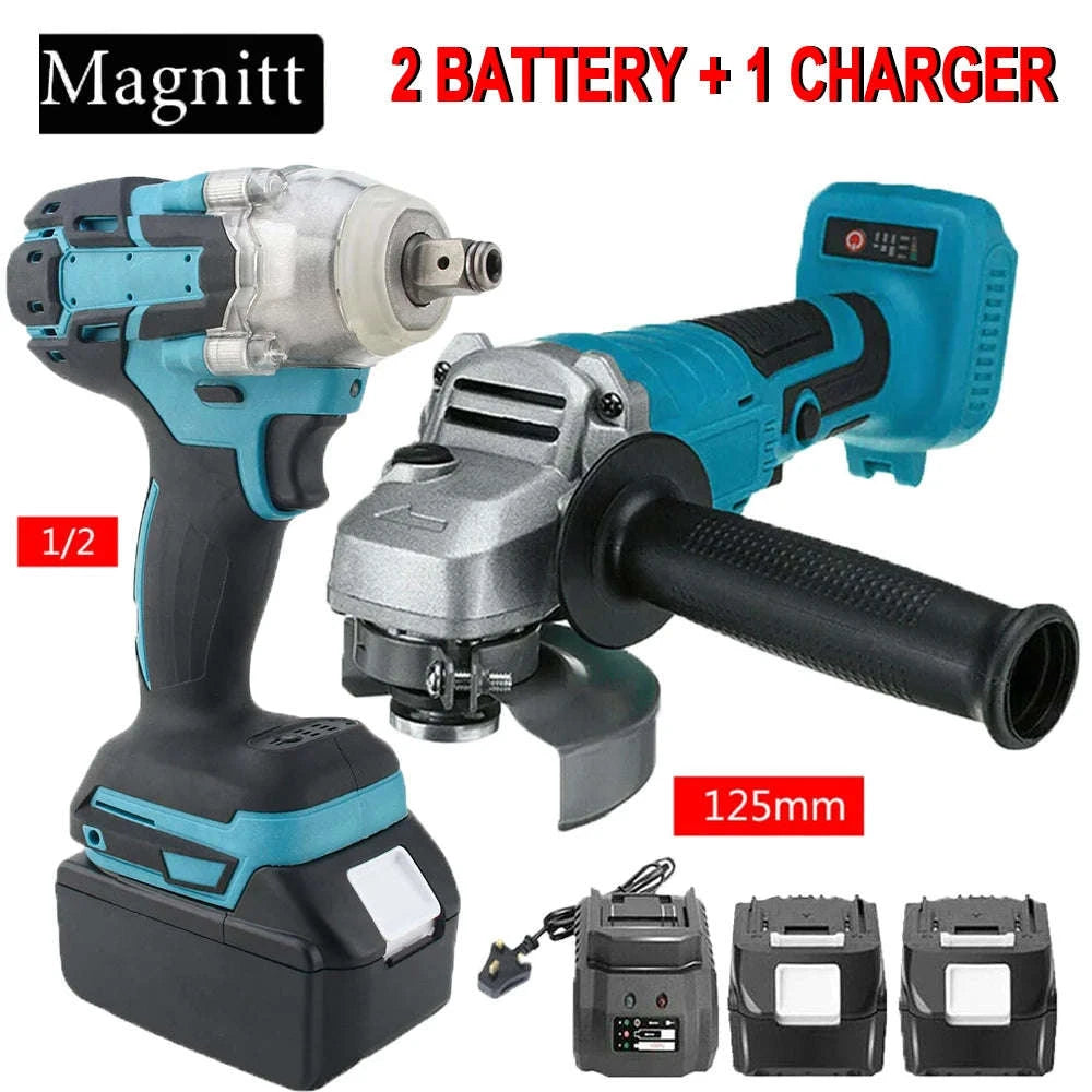 125mm Brushless Electric Angle Grinder and Impact Wrench Combo Kit-Germany