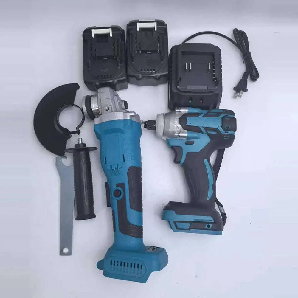 125mm Brushless Electric Angle Grinder and Impact Wrench Combo Kit-Germany