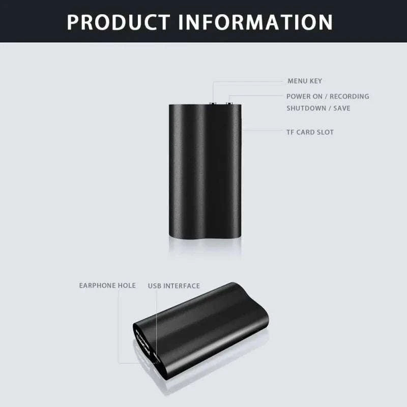 128GB 500‑Hour Digital Voice Recorder with Magnetic Mount-Voice recorder / China Mainland / 128 GB