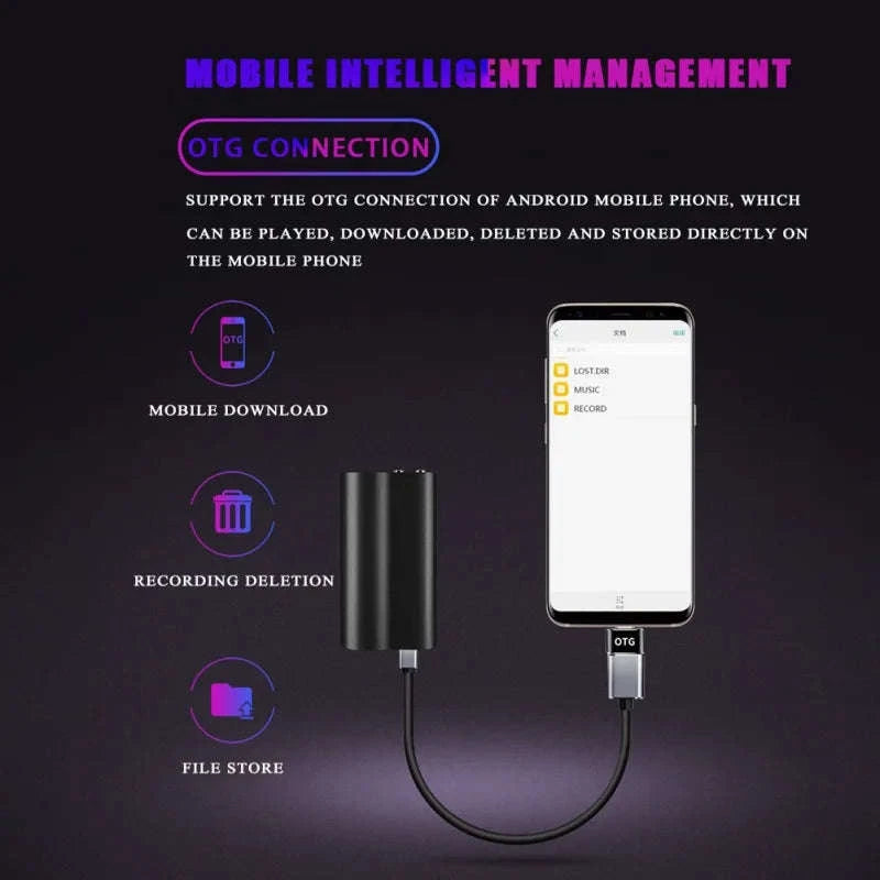 128GB 500‑Hour Digital Voice Recorder with Magnetic Mount-Voice recorder / China Mainland / 128 GB