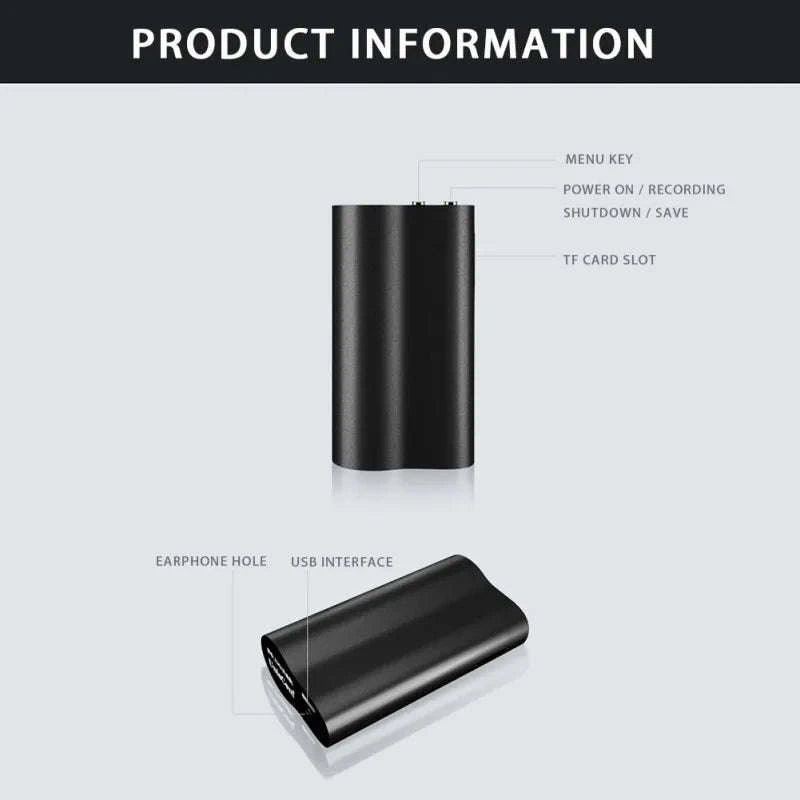 128GB 500‑Hour Digital Voice Recorder with Magnetic Mount-Voice recorder / China Mainland / 128 GB