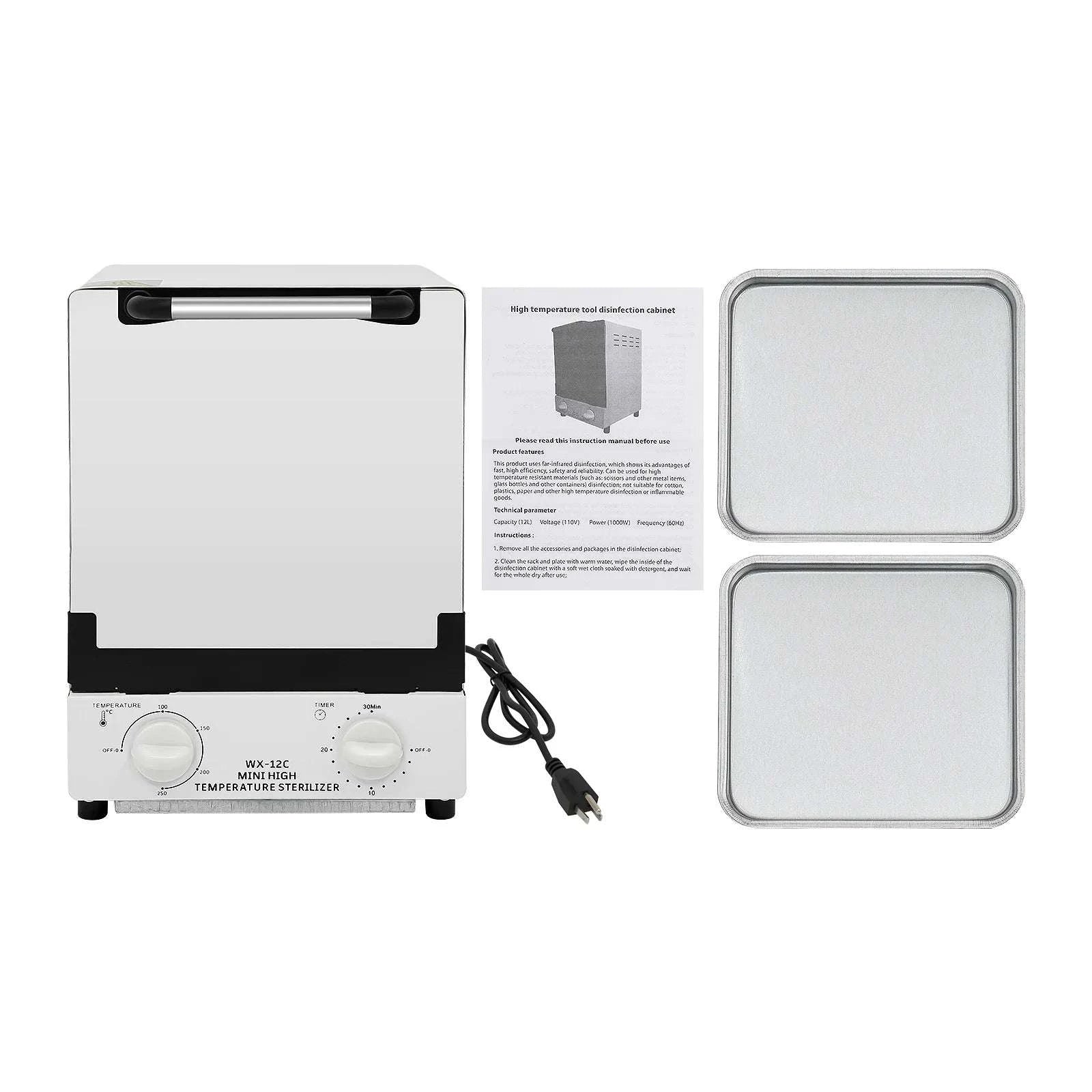 12L Dry Heat Tool Sterilizer Cabinet 1000W, Up to 482°F-United States