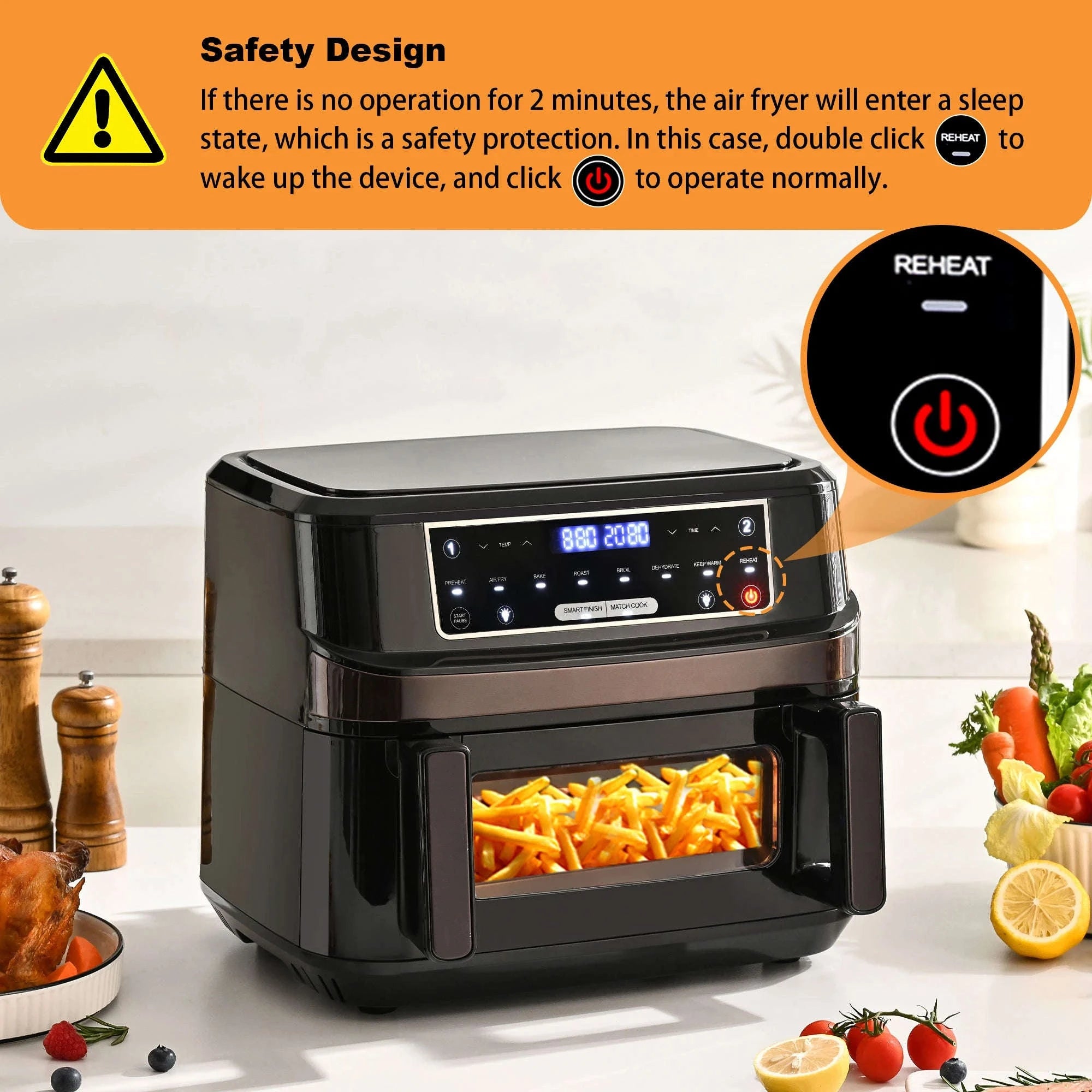 12L Hot Air Fryer with Adjustable Dual Chambers and Viewing Window-black / GERMANY