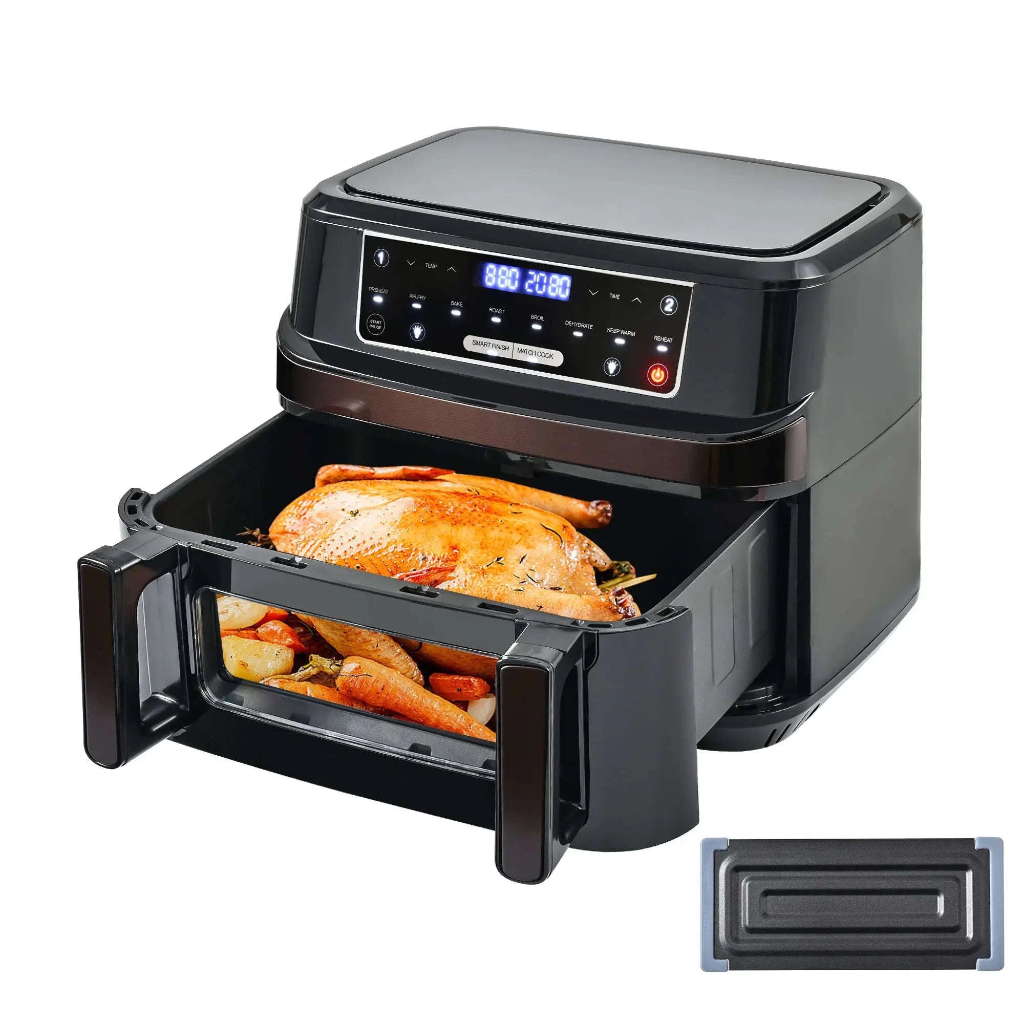 12L Hot Air Fryer with Adjustable Dual Chambers and Viewing Window-black / GERMANY