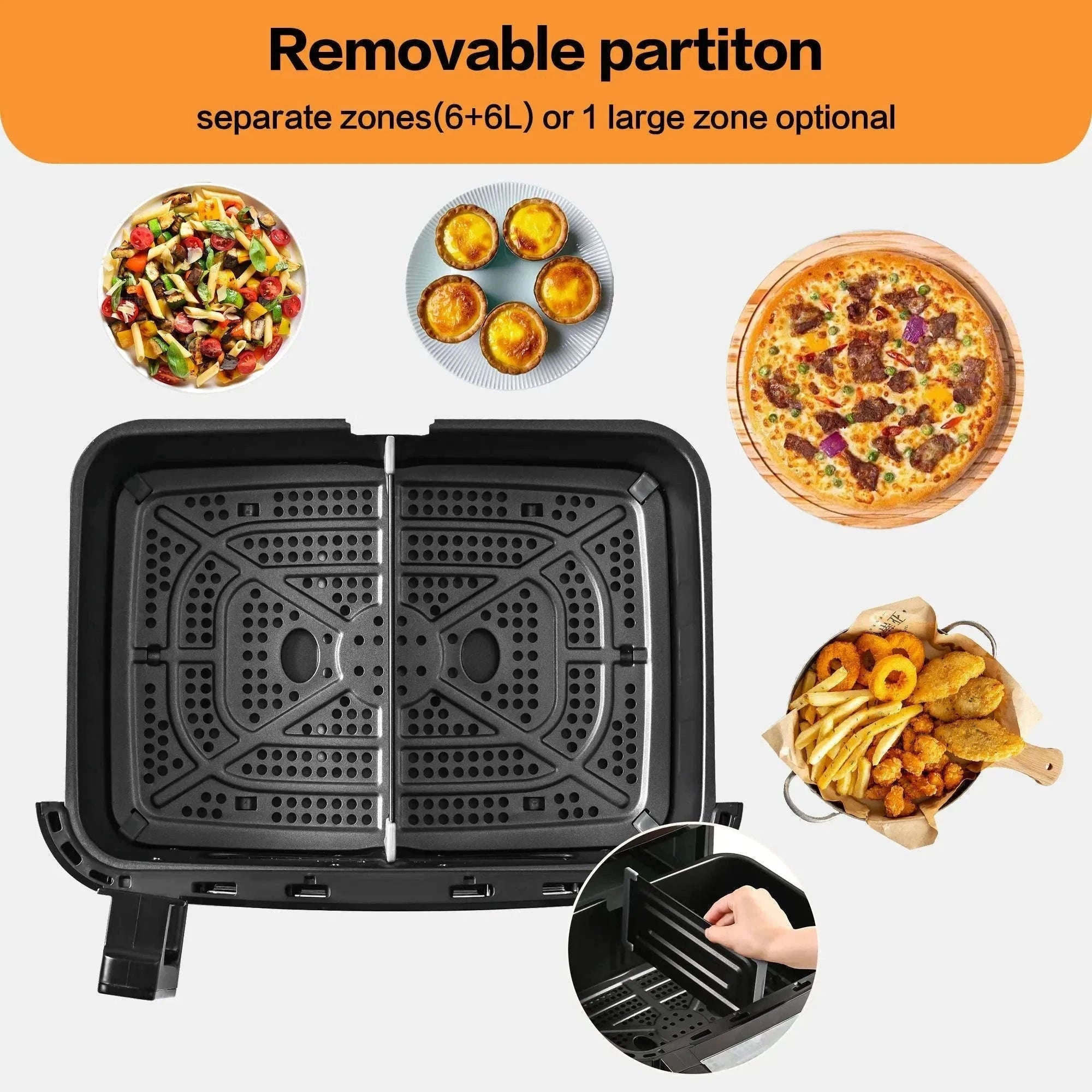 12L Hot Air Fryer with Dual Chambers and Viewing Window-black / GERMANY