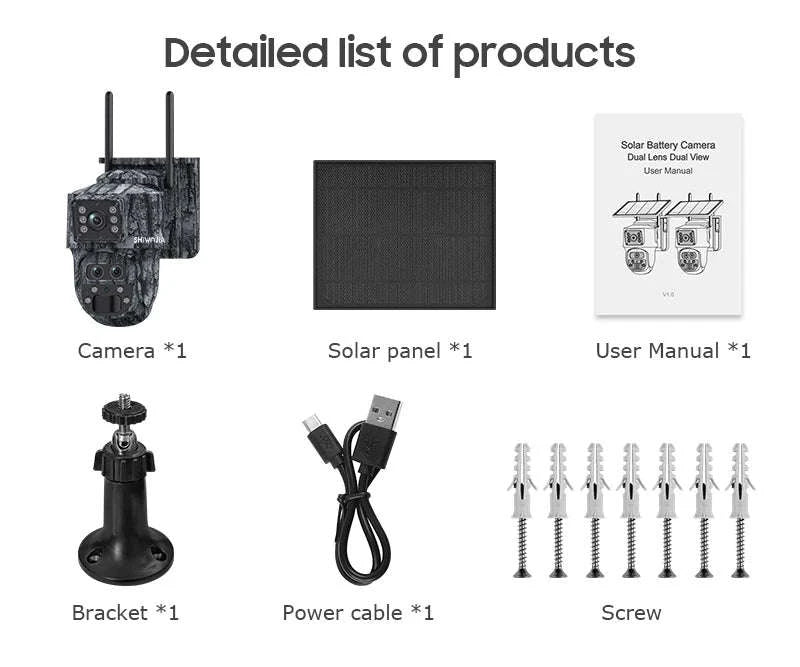 12MP 15X Zoom 4G Solar Security Camera Dual Screen Outdoor PTZ-White 4G 64GB / Russian Federation