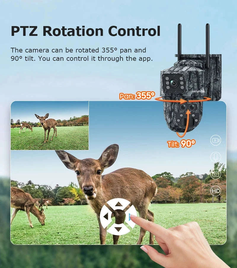 12MP 15X Zoom 4G Solar Security Camera Dual Screen Outdoor PTZ-White 4G 64GB / Russian Federation