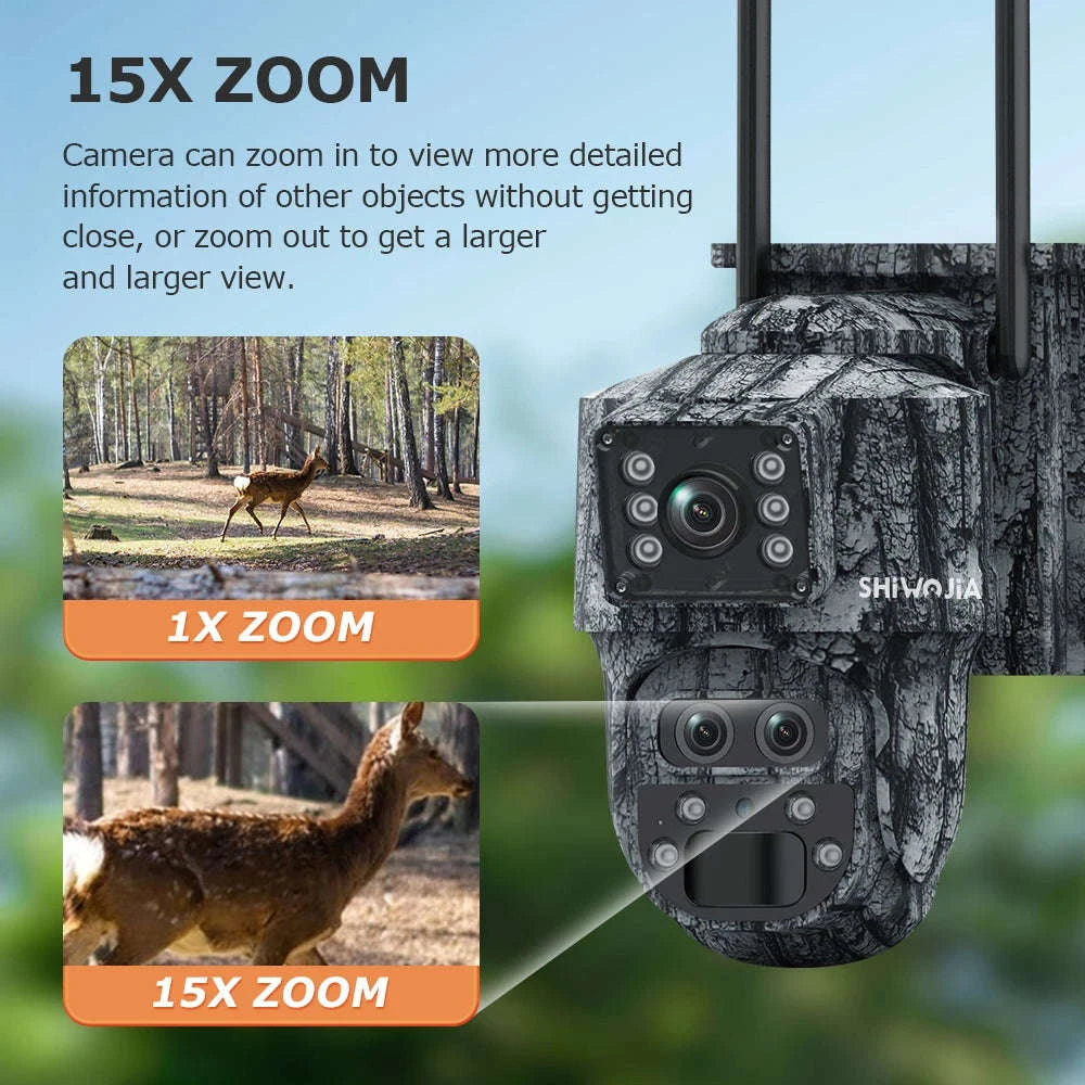 12MP 15X Zoom 4G Solar Security Camera Dual Screen Outdoor PTZ-White 4G 64GB / Russian Federation