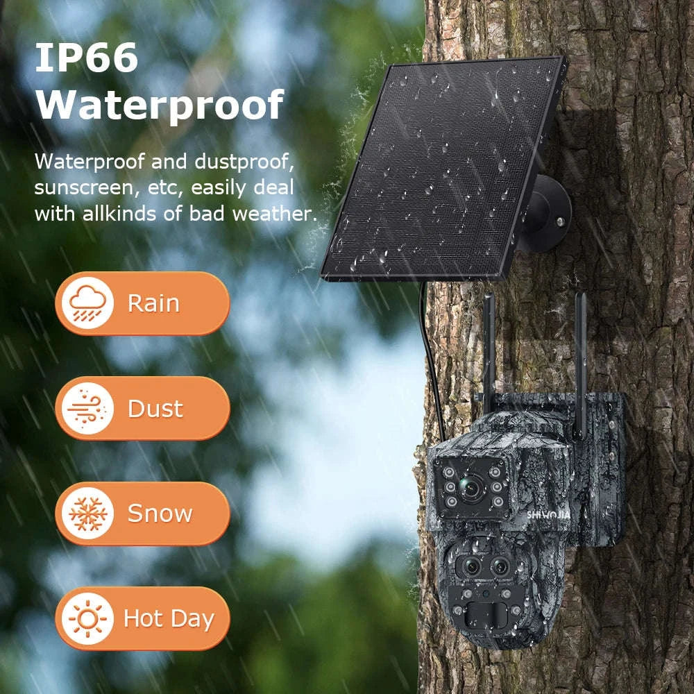 12MP 15X Zoom 4G Solar Security Camera Dual Screen Outdoor PTZ-White 4G 64GB / Russian Federation