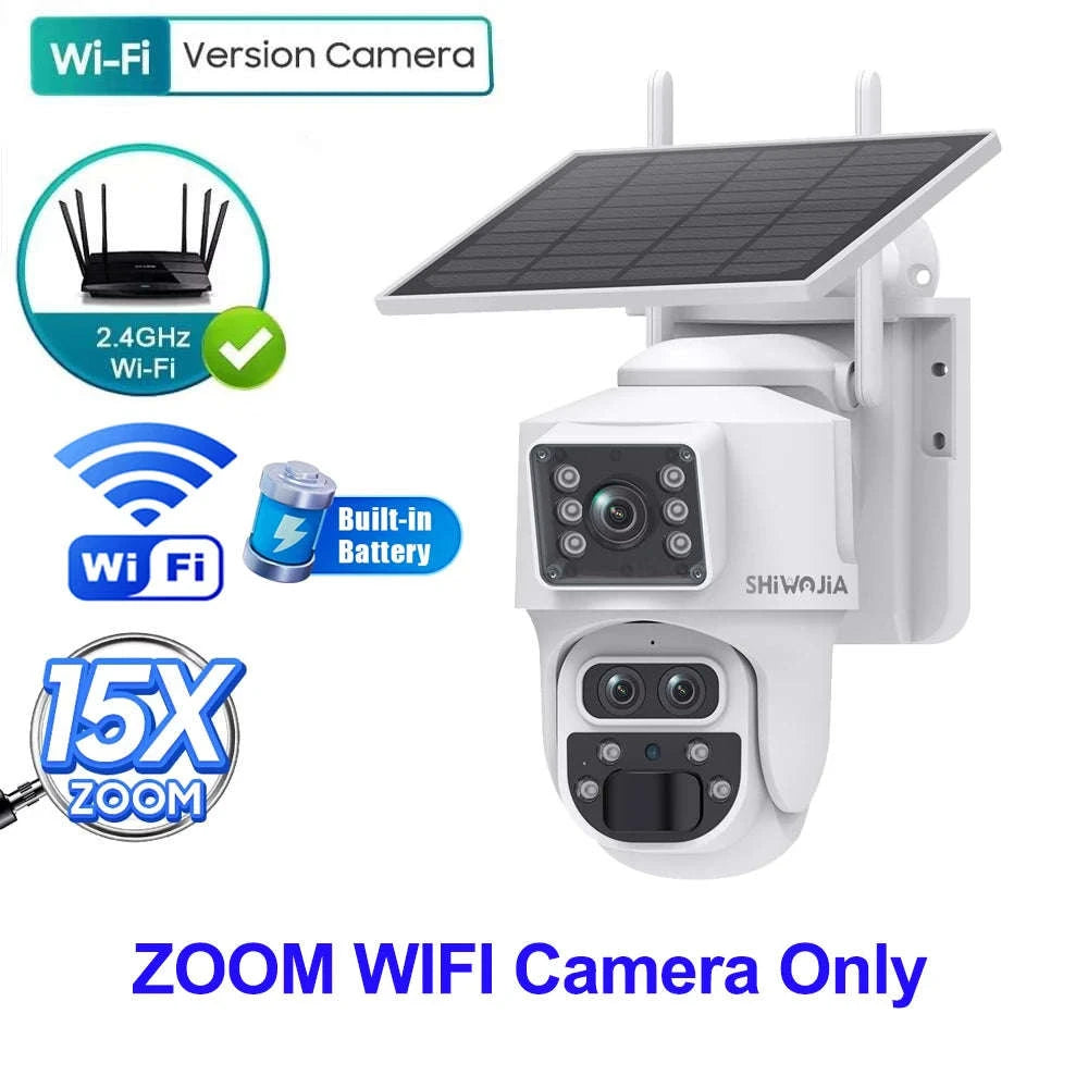 12MP 15X Zoom 4G Solar Security Camera Dual Screen Outdoor PTZ-White 4G 64GB / Russian Federation