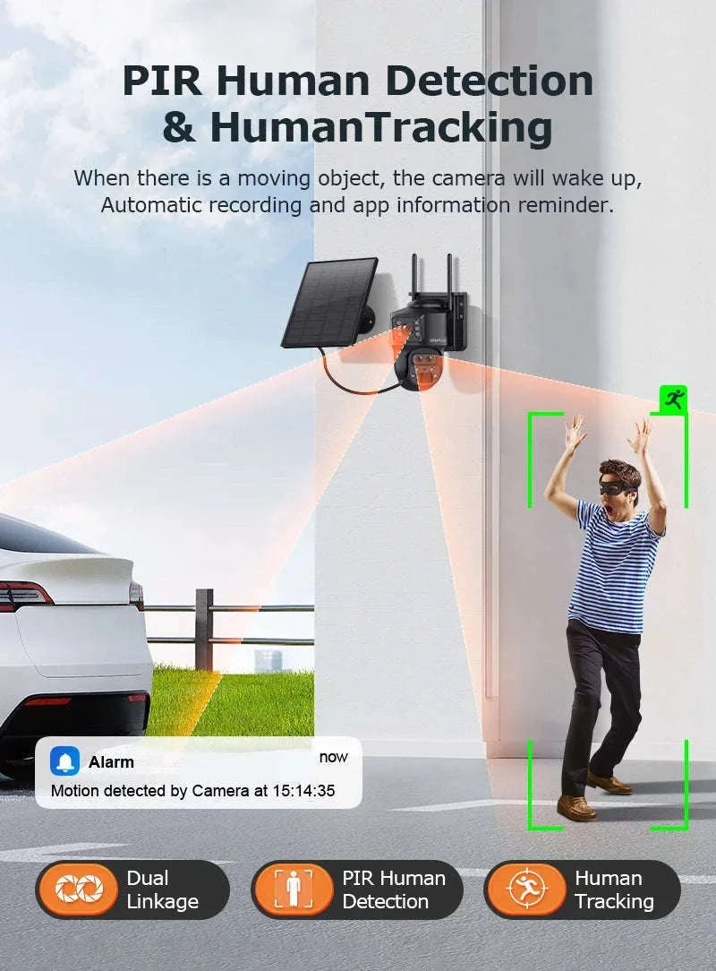 12MP 15X Zoom 4G Solar Security Camera Dual Screen Outdoor PTZ-White 4G 64GB / Russian Federation