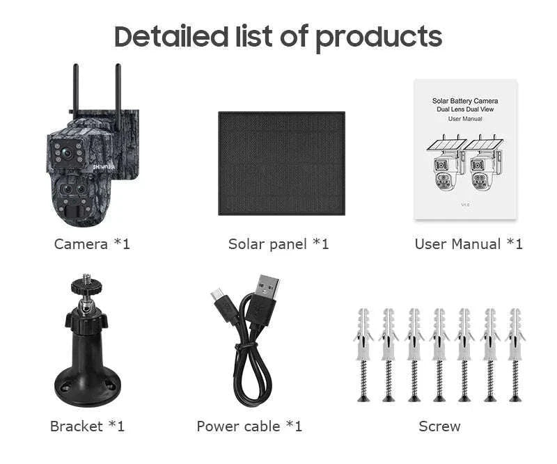12MP 15X Zoom 4G Solar Security Camera Dual Screen Outdoor PTZ-White 4G 64GB / Russian Federation