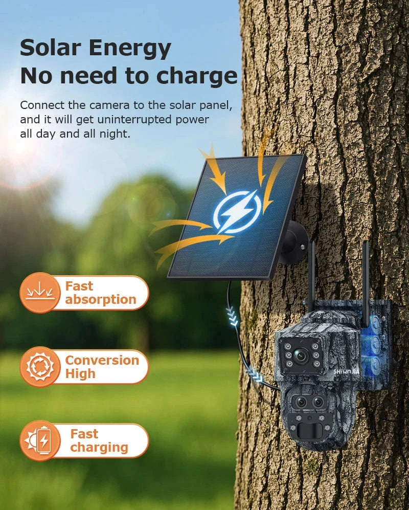 12MP 15X Zoom 4G Solar Security Camera Dual Screen Outdoor PTZ-White 4G 64GB / Russian Federation