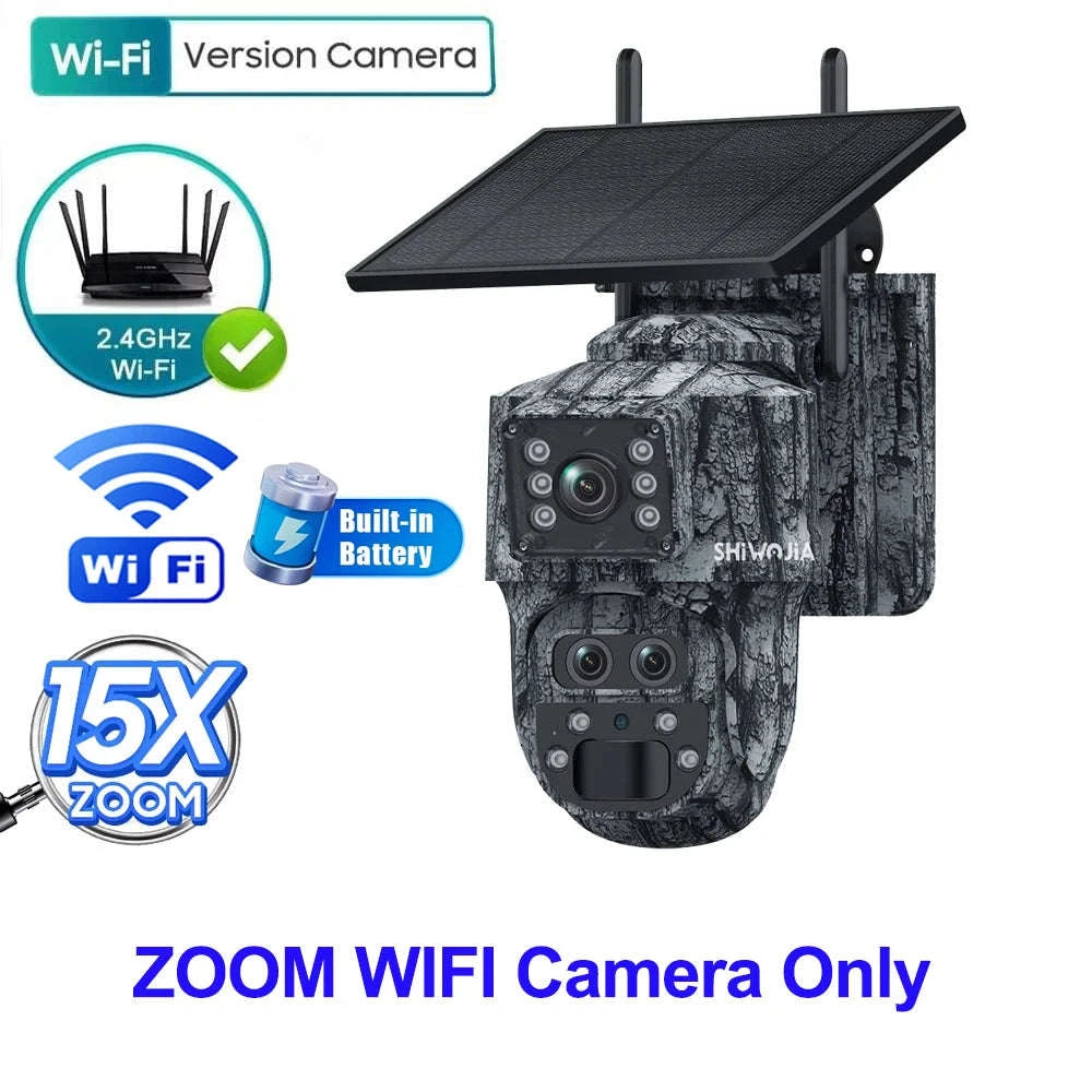 12MP 15X Zoom 4G Solar Security Camera Dual Screen Outdoor PTZ-White 4G 64GB / Russian Federation