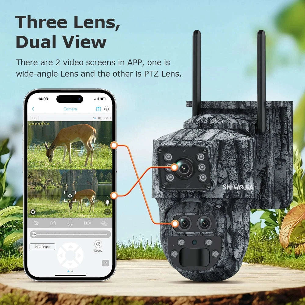 12MP 15X Zoom 4G Solar Security Camera Dual Screen Outdoor PTZ-White 4G 64GB / Russian Federation