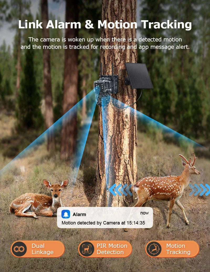 12MP 15X Zoom 4G Solar Security Camera Dual Screen Outdoor PTZ-White 4G 64GB / Russian Federation