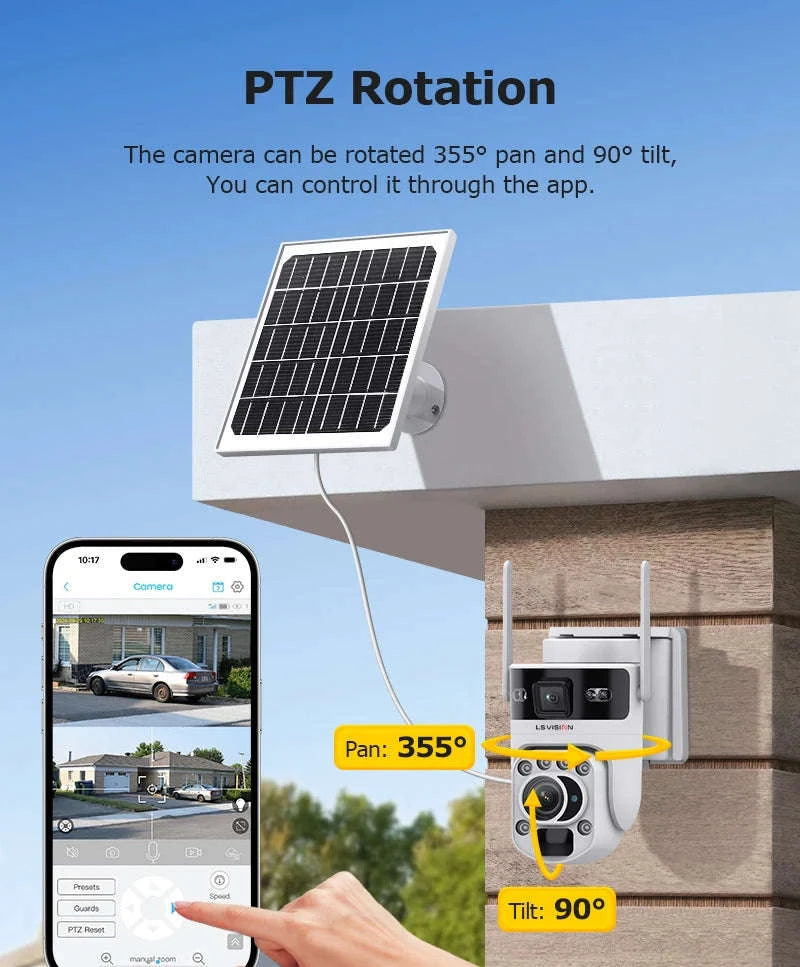 12MP Solar Security Camera with 60X Optical Zoom and Dual Lens-4G Version 60X Zoom / Poland